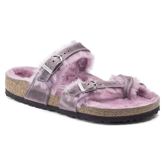 Birkenstock Mayari Shearling Oiled Leather Lavender Sandals 1021016 US4 EU35 - Picture 1 of 7